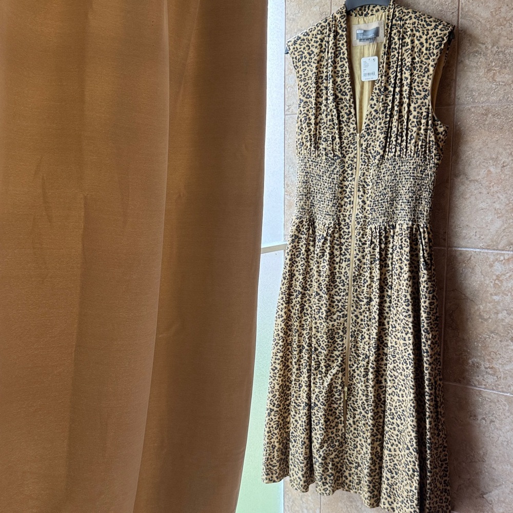 Anthropologie Leopard Print Midi Dress in Tan and Black - Picture 6 of 16
